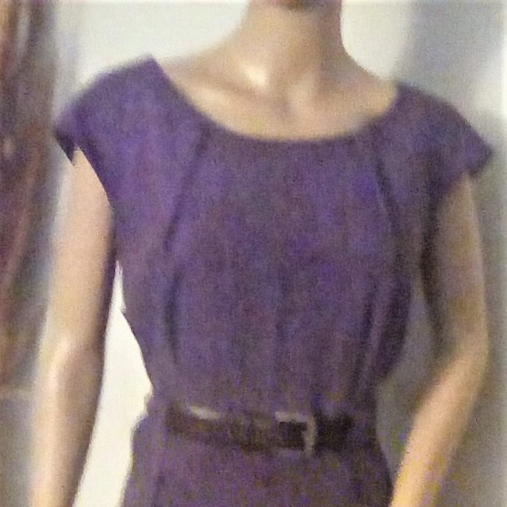 Connected Apparel - Brown Belted Sheath Dress